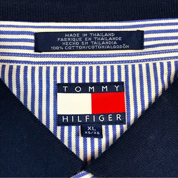 Tommy Hilfiger Men’s Vintage Embroidered Flag Casual Navy Blue Polo Shirt Sz XL - Picture 3 of 4
